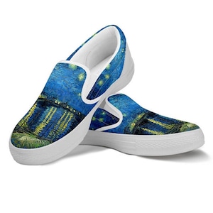 Women&#39;s Starry Night Over the Rhone after Custom Slip Ons Shoes, Birthday Gift Casual Vans Style