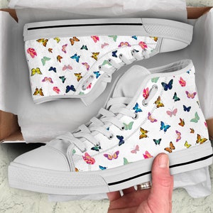 Butterfly High Top Shoes, Birthday Gifts for Her Casual Shoes  Tie Sneakers