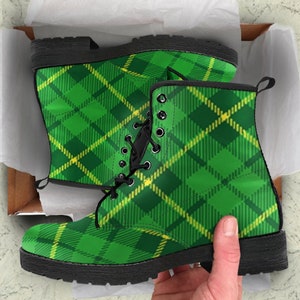 Combat Boots  Irish Green Women&#39;s Boots, Womens Fashion, Vegan Leather,  St Patrick&#39;s Day, Casual Boots, Bohemian Boots, Cowgirl Boots