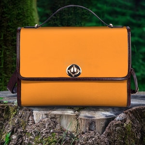 Orange Women&#39;s Vegan Leather Handbag, Mother&#39;s Day Gifts for Her, Shoulder Bag, Trendy Handbag, Boho Hippie Purse