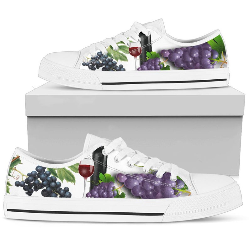 Grapes Low Top Sneakers, Girlfriend Gifts for Her Custom Unique Running Walking Athletic Casual Shoes image 3