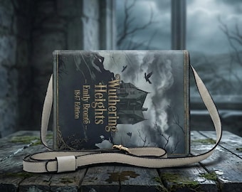 Wuthering Heights — Emily Brontë Book-Shaped Crossbody Bag, Gothic Literary Purse