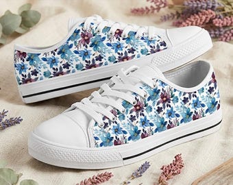 Floral Low Top Sneakers: Custom Women's Canvas Shoes