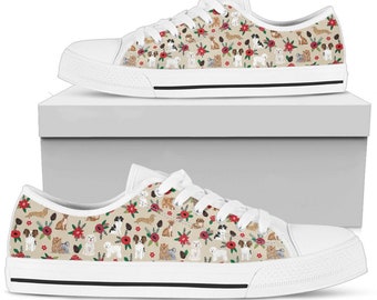 Dogs On Womens Sneakers Fashion Athletic Casual Floral White Custom  Athletic  Gifts Her Ped  Lover  Vans Best Selling