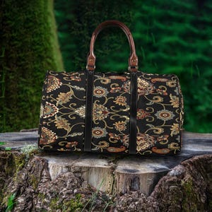 Omas alter schwarzer Teppich Reisetasche, individuelle Geschenke, Seesack, Geschenk für Mutter, Weekender, Übernachtungstasche