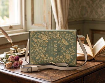 Emma Book Purse, Jane Austen Book Bag, Vintage Regency Literary Crossbody, Book Shaped Handbag, Gift for Book Lover & Reader