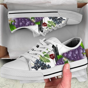 Grapes Low Top Sneakers, Girlfriend Gifts for Her Custom Unique Running Walking Athletic Casual Shoes image 1