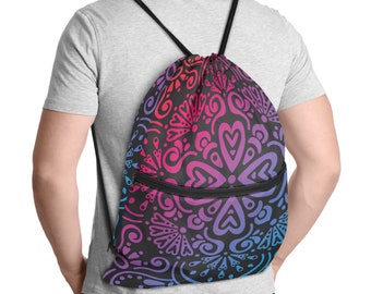 Boho Rainbow-rugzak met trekkoord: gym-, school-, strandtas