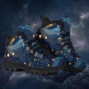 Sternennacht Galaxy Alpine Boots: Vegan Leder Damen Freizeitschuhe