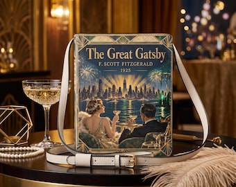 The Great Gatsby Book Purse, F Scott Fitzgerald Book Bag, Art Deco Literary Crossbody, Book Shaped Handbag, Gift for Book Lover