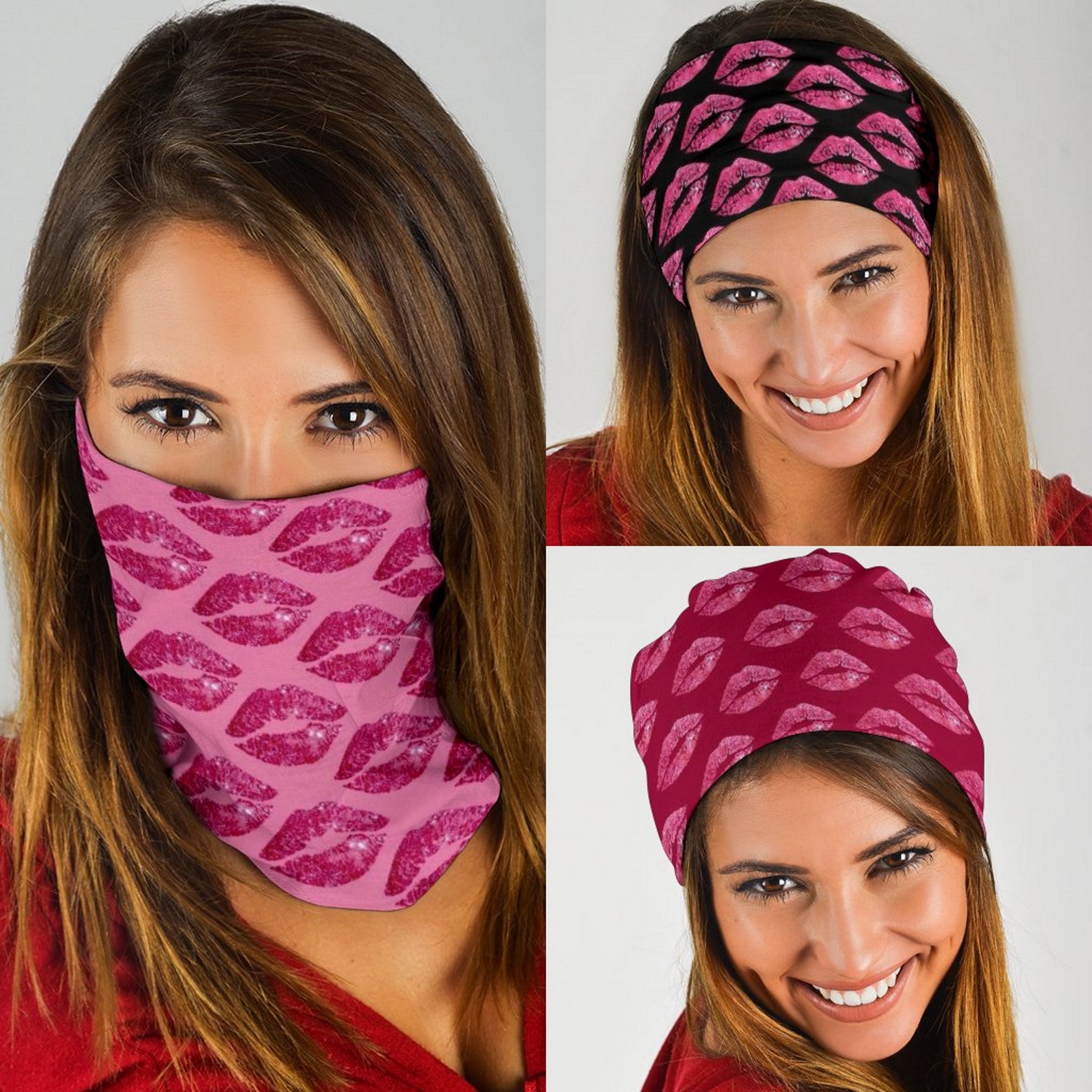 Kisses and Lips Bandana Face Masks Tube Bandana Funny Etsy