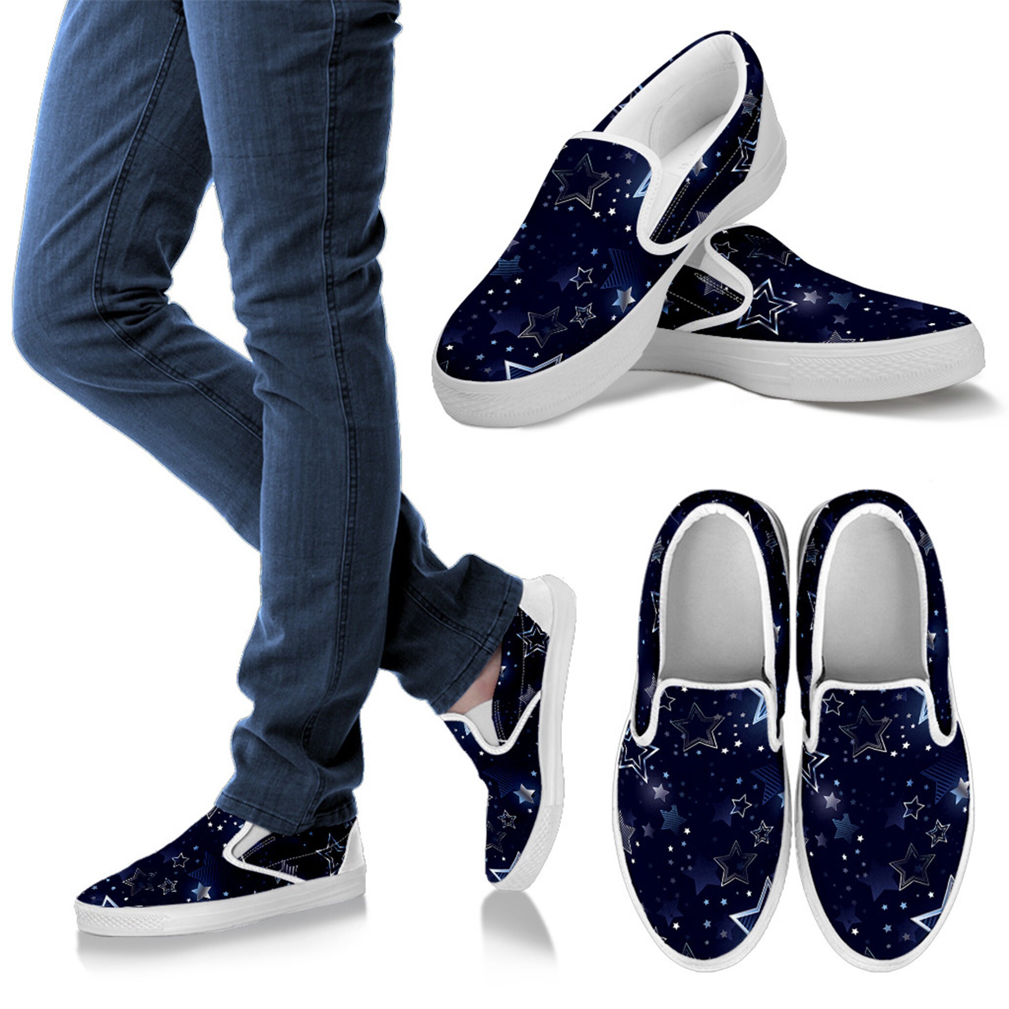 Zapatos sin cordones personalizados con estrellas plateadas para mujer regalos para el dia de la madre zapatos bonitos e informales Etsy Mexico