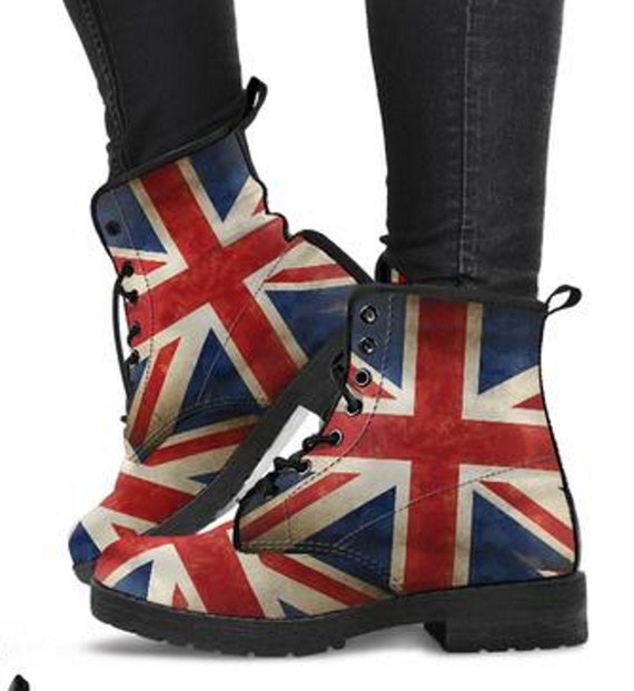 Union Jack Vegan Leather Combat Boots: Vintage British  display picture 1