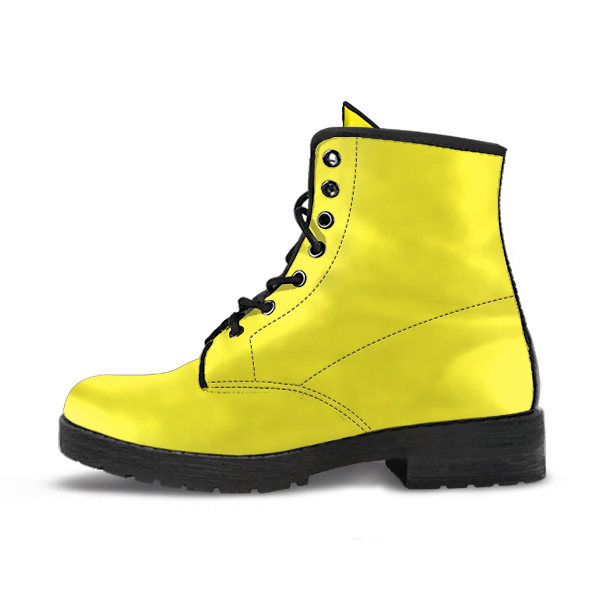 Lemon Yellow Vegan Leather Boots Birthday Gifts for Her Casual
