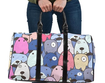 Blue Dogs Bags Travel Custom Gifts Personalized Animal Lover Girlfirend Mom Him Duffel Weekender Overnight Gym