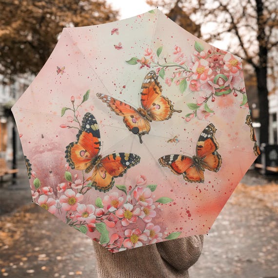 butterfly freedom patio umbrella Watercolor Butterfly Print Umbrella: Windproof Rain Protection