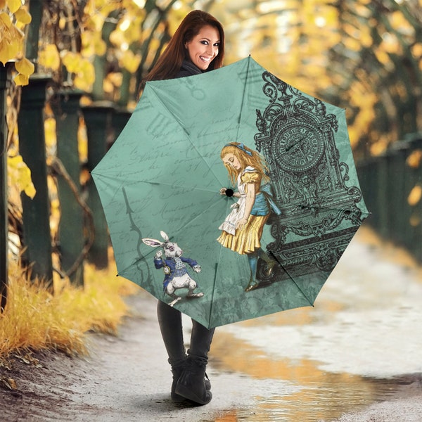 Alice in Wonderland Print Umbrella, Alice Gifts for Girl Custom Polyester Umbrella Windproof Umbrella Gifts for Girlfriend