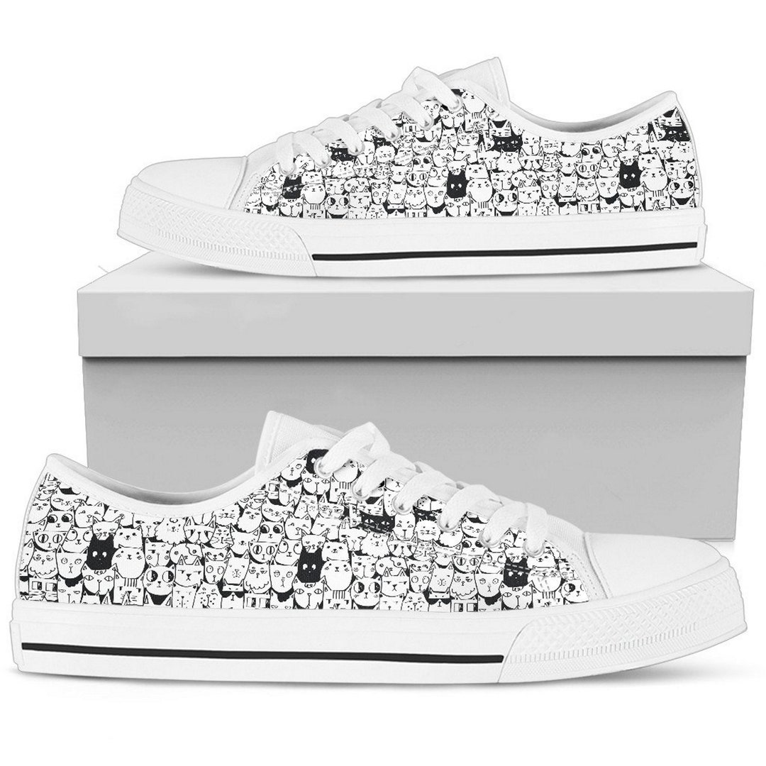 Cat Sneakers for Women's Custom Converse Style Vans Back Etsy