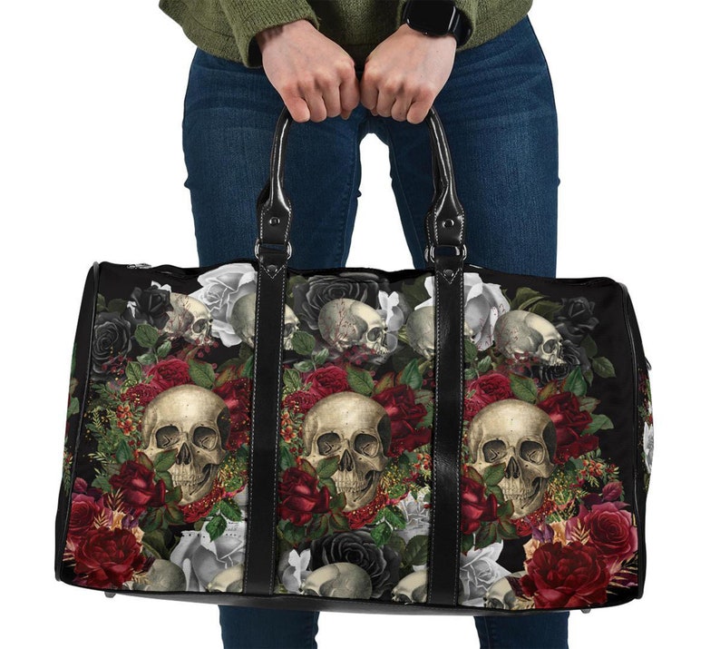 Travel Skulls and Roses on Back Bags Custom Duffle Weekender | Etsy