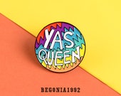 YAS QUEEN design enamel pins backpack jacket vintage art homemade brooches pins lgbt pins feminist pins pride