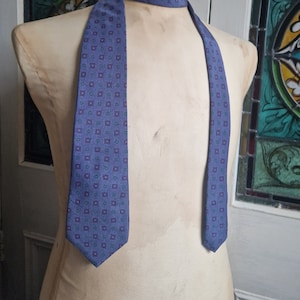 Ahmet Yusuf mens hand made silk tie with geometric design, bespoke tailor for over 60 years, rare find, gift for him