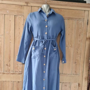 Long blue shirt dress deals