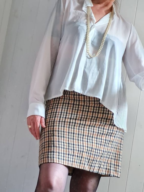 Vintage Daks London, skirt, 1970s checked plaid, … - image 3