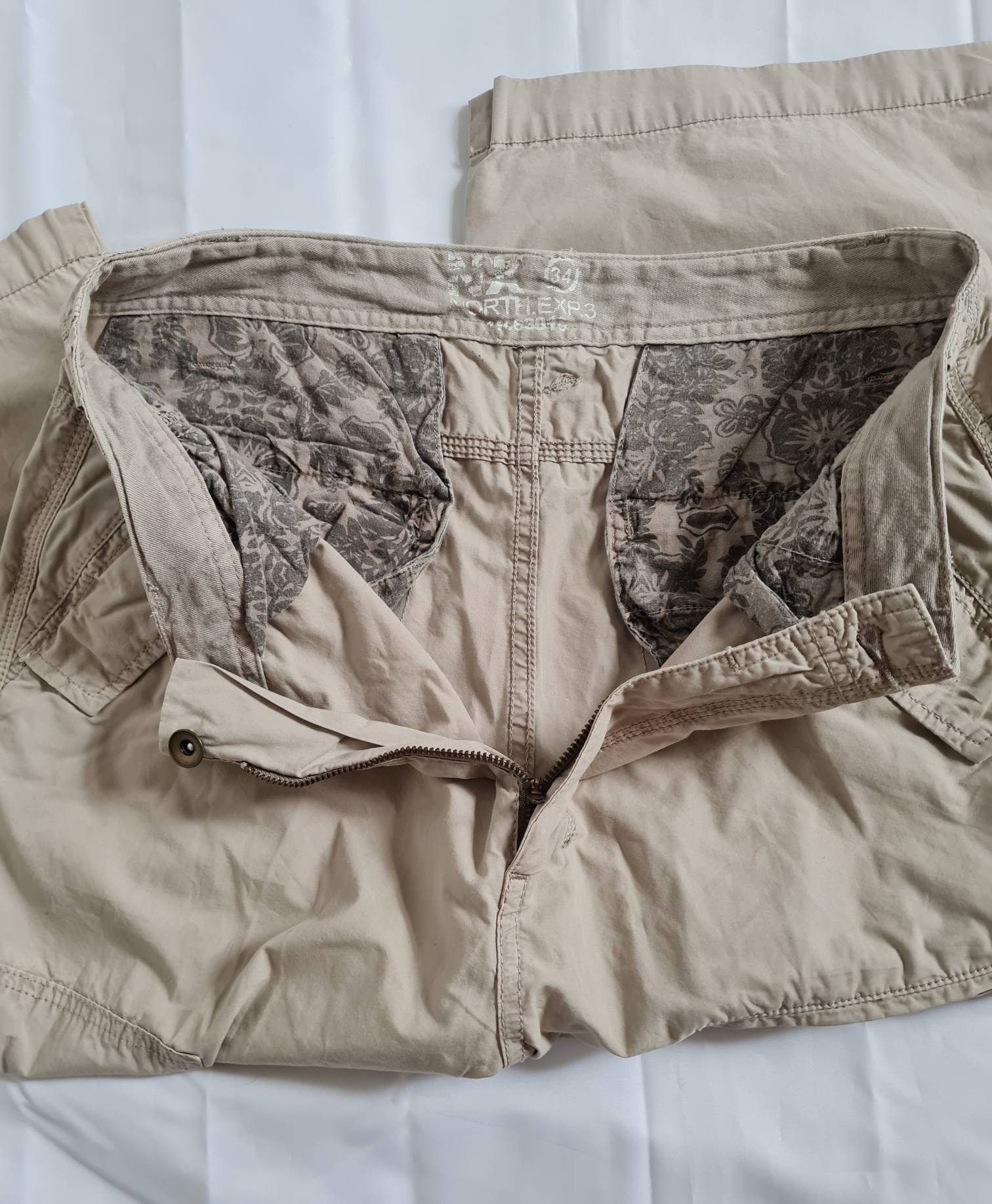 Mens Vintage Cargo Shorts Beige Cotton Long Cargo Shorts | Etsy UK