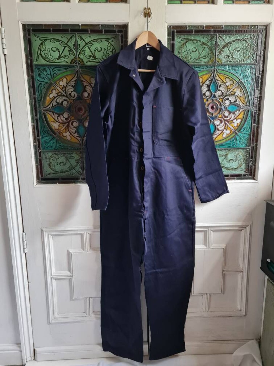Mens Vintage Overalls, 50s, 60s, Coverall, Work Trousers, Chore, Deadstock, by Lawtex, Dark Navy