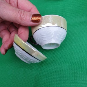 Miniature vintage fairing cup and bowl, lustre, yellow, tiny cup and bowl, ornament