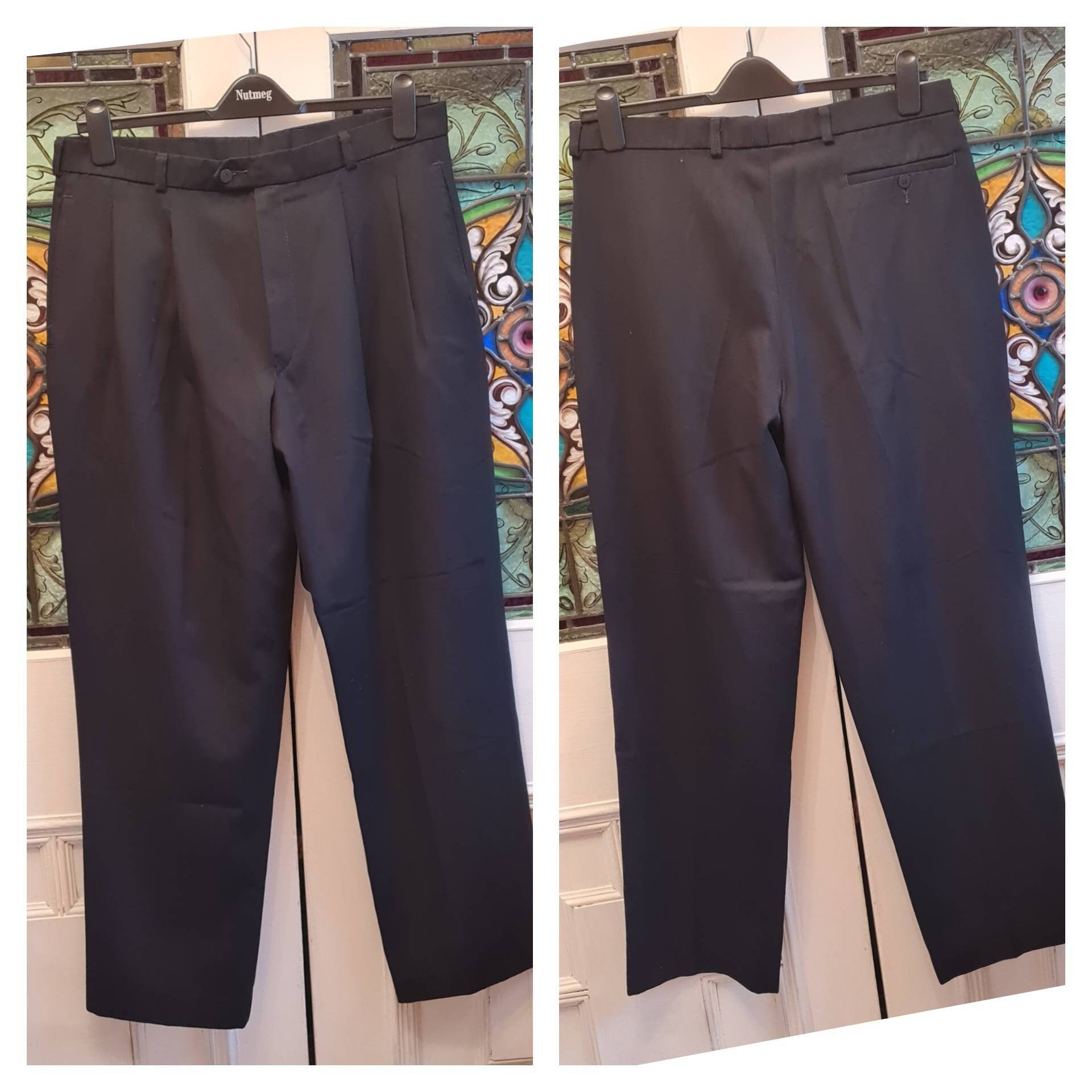 Vintage Mens Black Peg Leg Pleated 