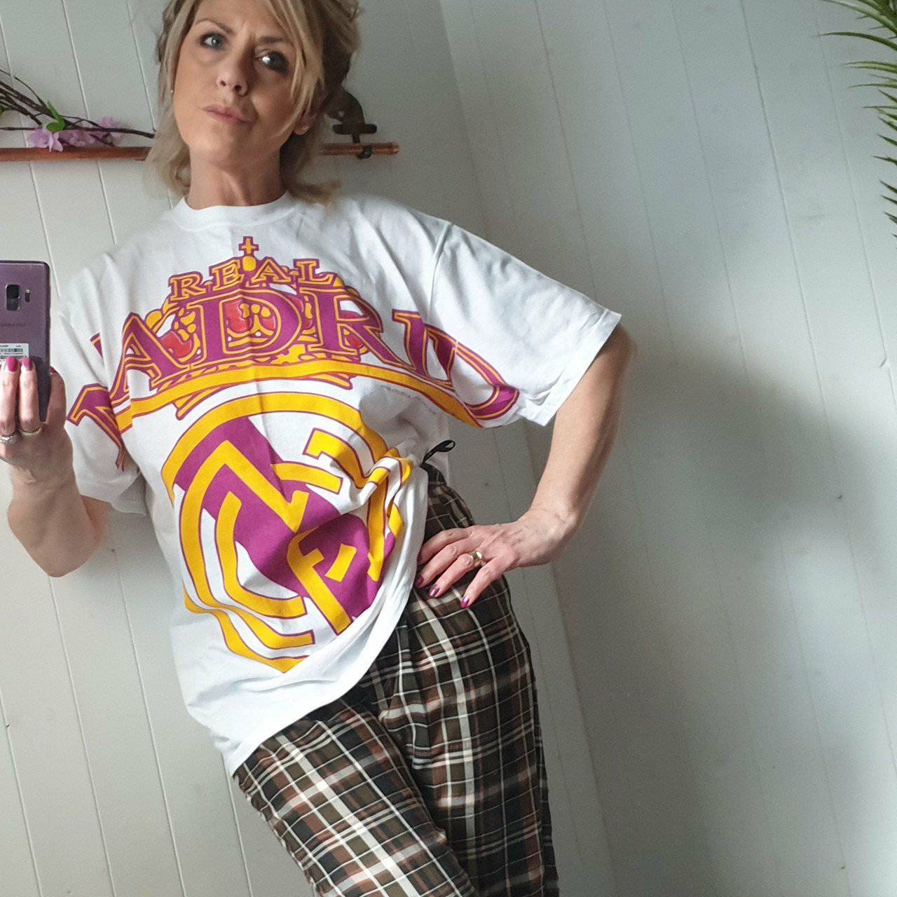 Image of Vintage Tshirt, 90S Tshirt With Bold Bright Front & Back Graphics, Real Madrid, Football, Vintage Football