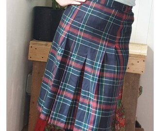 Vintage skirt, plaid tartan pleated checked skirt by Canada, retro 80s 90s