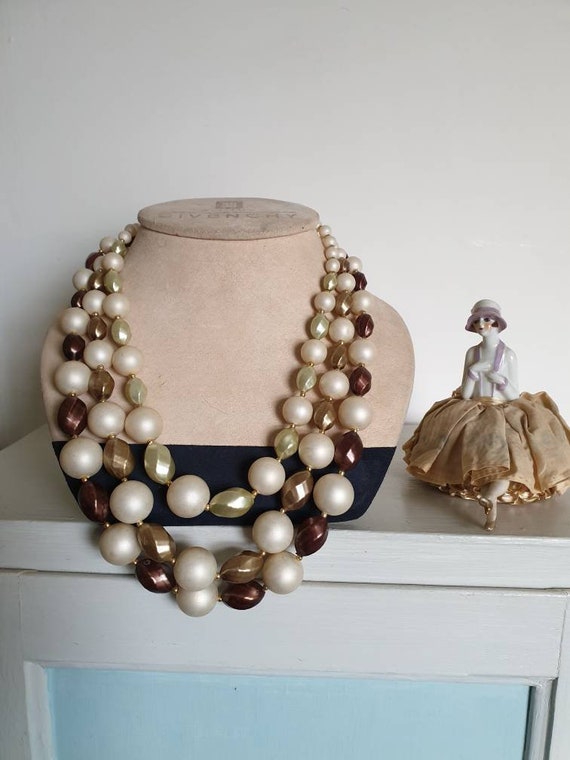 Vintage Necklace Chunky 3 Strand 
