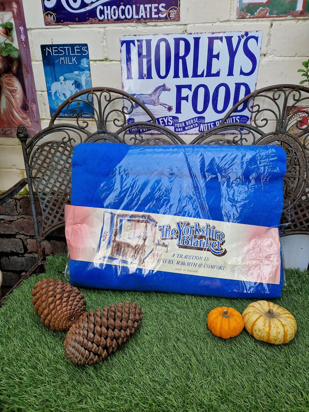 Vintage Blanket the Yorkshire Blanket in Blue 90 X Etsy