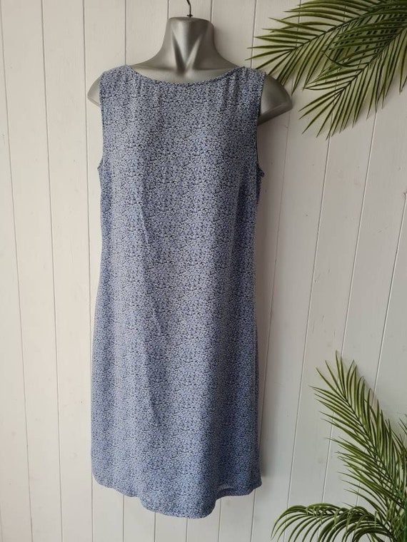 Vintage Laura Ashley sleeveless shift dress, silk… - image 2