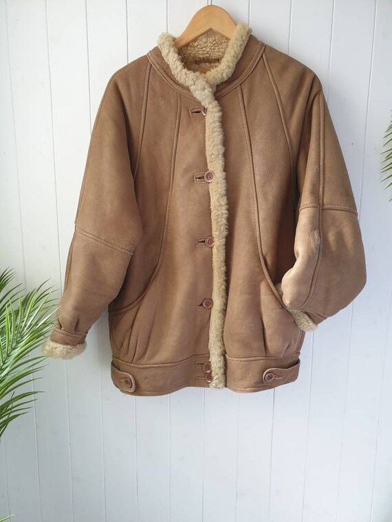 Vintage jacket, retro sheepskin flying jacket, 80s