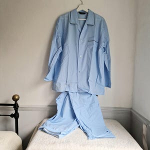 Mens vintage lightweight pyjamas, St Michael, 70s 80s retro gift for him, light blue, Marks and Spencer pyjamas set, deadstock in packet