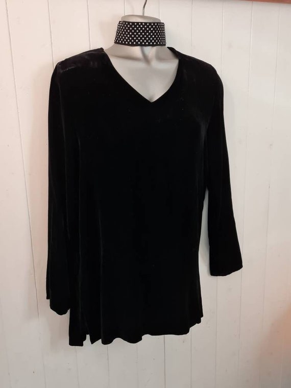 Vintage Laura Ashley black silk velour tunic top,… - image 1