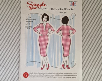 Simply sew pattern' The Jackie O' jacket, unused pattern number 009, adventurous beginner level pattern, actual paper pattern NOT PDf