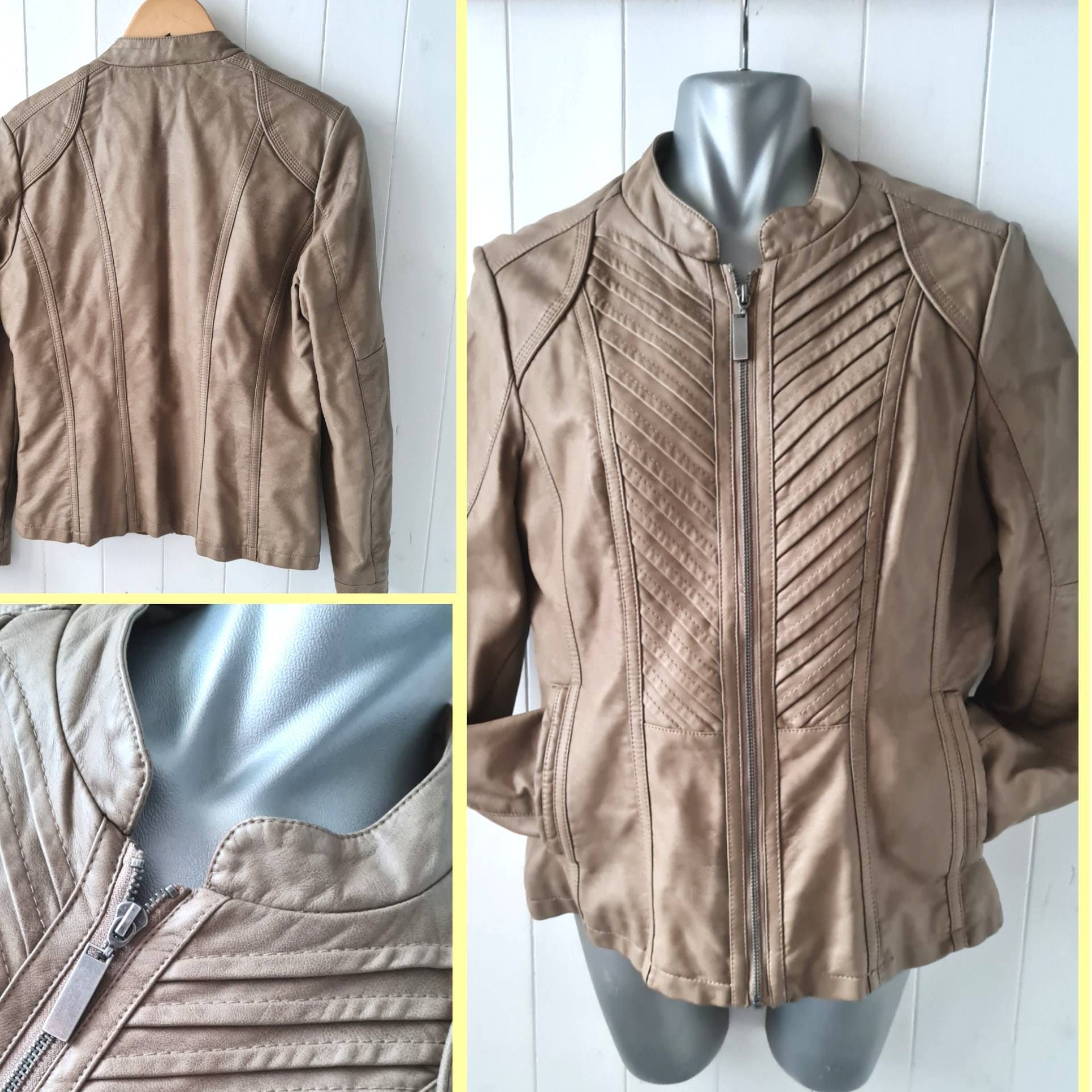 Vintage Jacket 90s Faux Leather Fitted Ladies Biker Jacket in