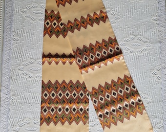 Foulard vintage Prova pour homme, design géométrique, multi écharpe ivoire, accessoire de costume, cadeau pour homme, mod, années 60