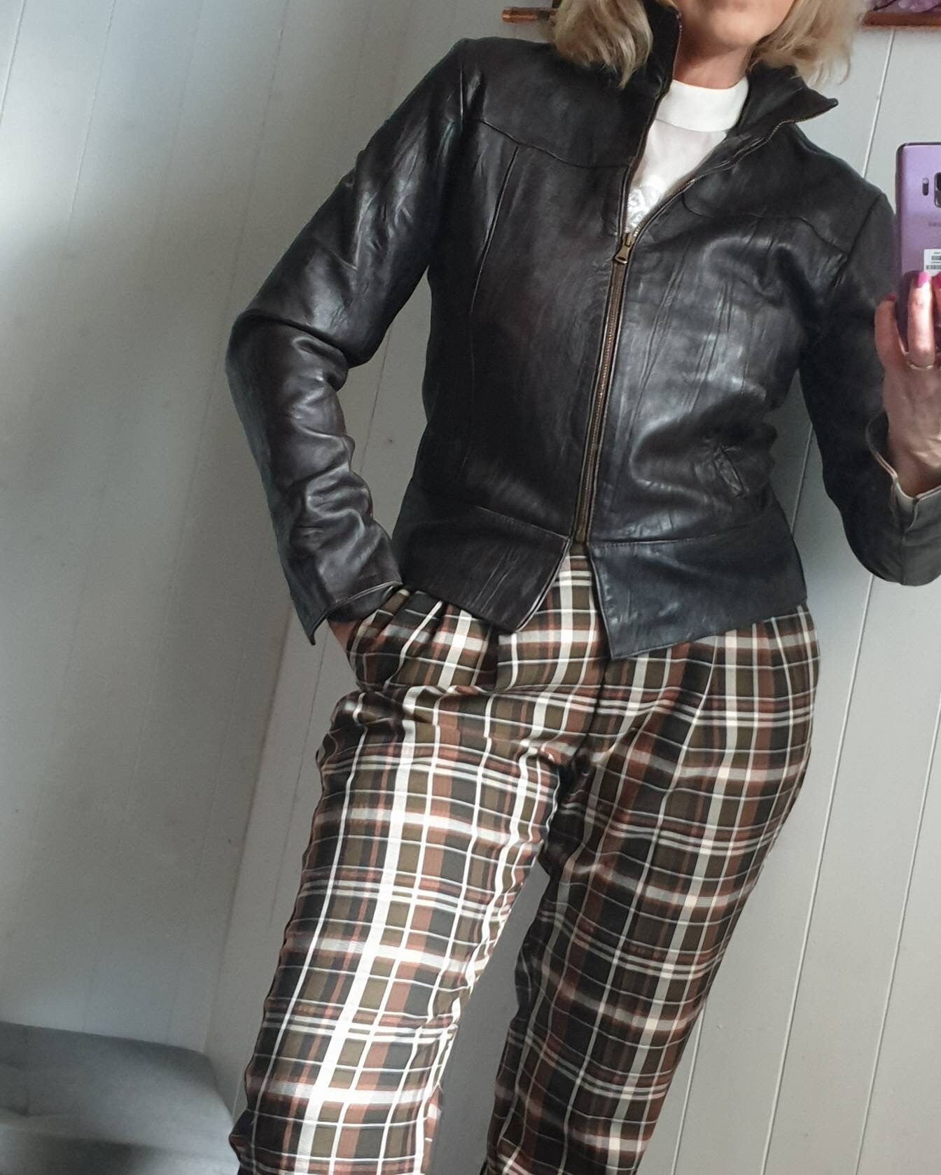 Image of Vintage Leather Jacket, By Vera Pelle, Italian Brown Bomber Size M