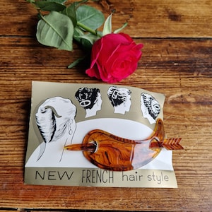 Barrette à pinces françaises, stock inutilisé, accessoire pour cheveux des années 60