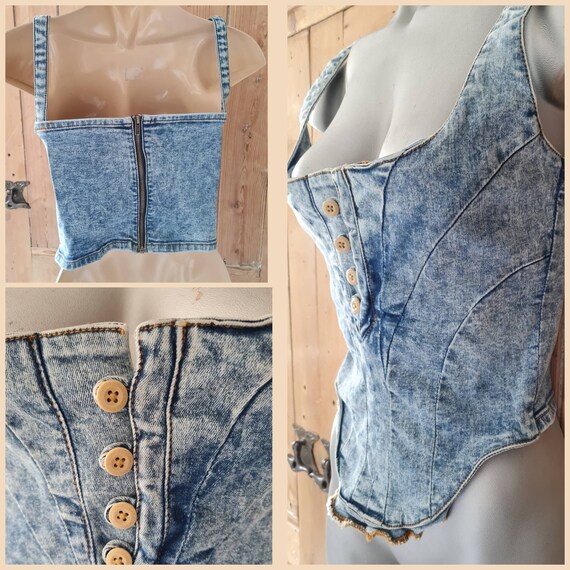 Vintage Denim Acid Wash Waistcoat 