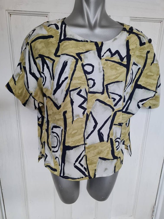 Vintage blouse, Jacques Vert, abstract print, 80s blo… - Gem