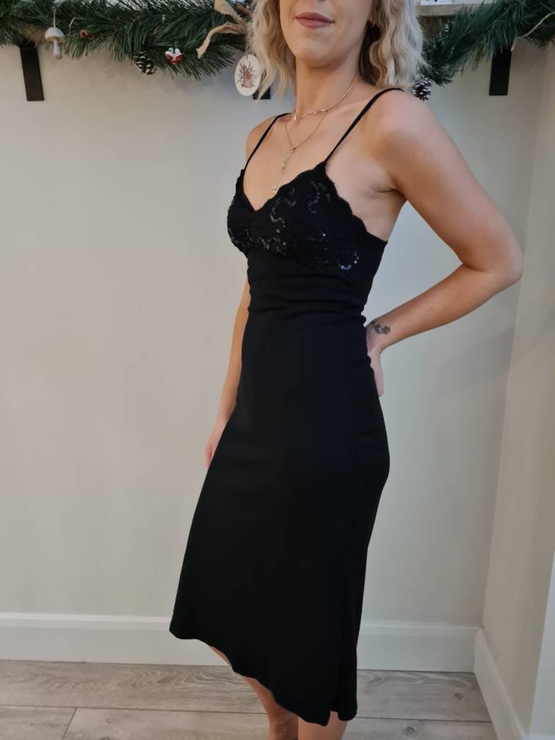 Robe vintage robe Morgan vintage des annees 90 y2k lbd robe noire garniture de paillettes robe sexy robe de soiree Etsy France