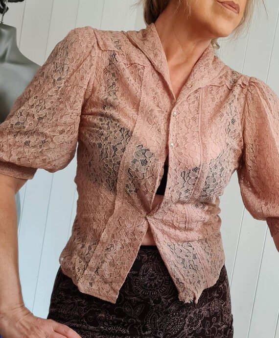 Vintage lace blouse, 40s blouse, lace blouse, fit… - image 3
