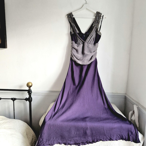 Vintage Maxi Dress, 90s Beaded Maxi Dress, Purple, Grey, Sash, Art Deco,  Oli Fusio, Jasper Garvida - Etsy
