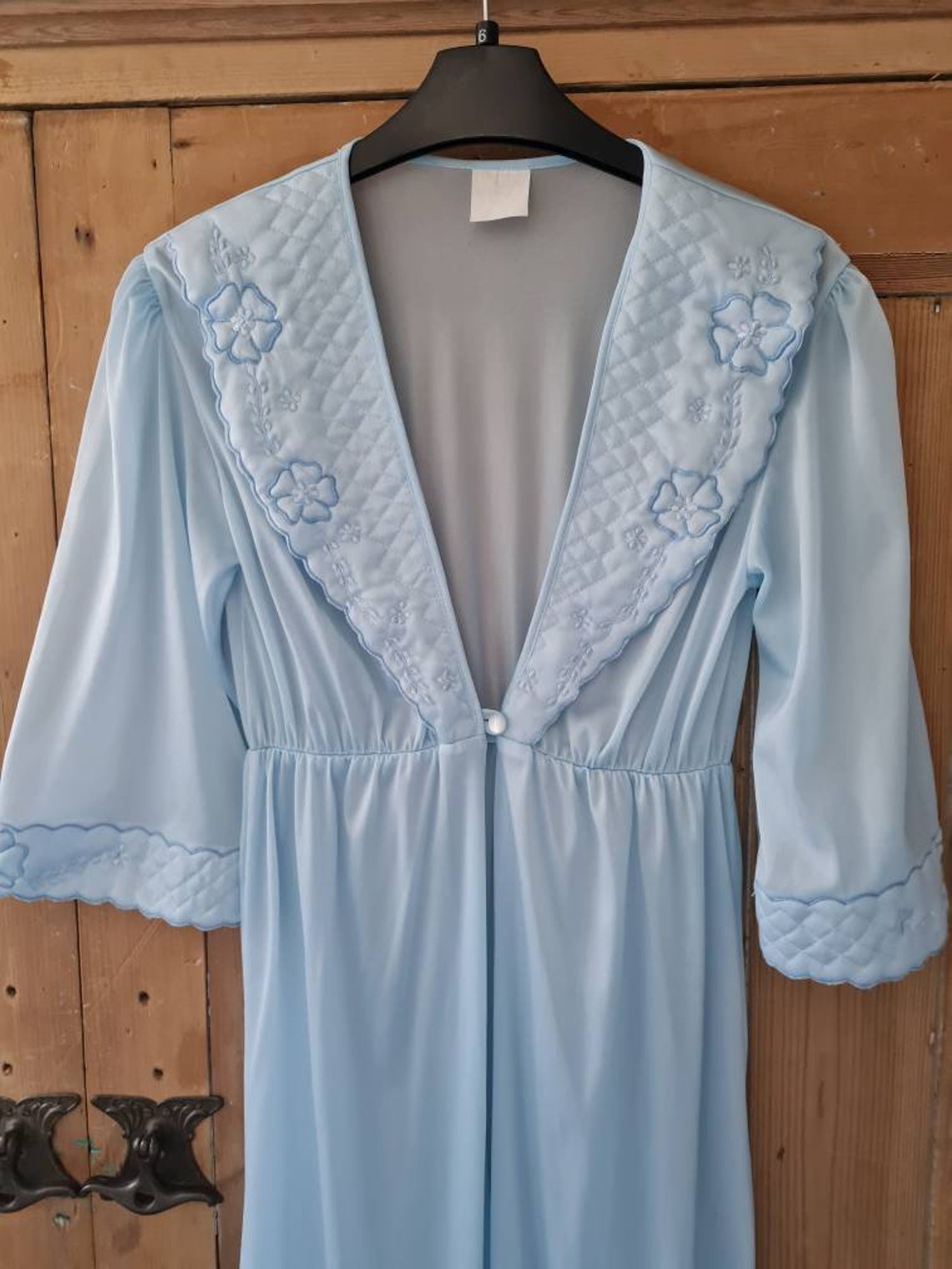 Vintage Dressing Gown Baby Blue Robe With Embroidered and Etsy